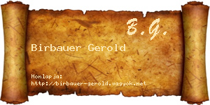 Birbauer Gerold névjegykártya